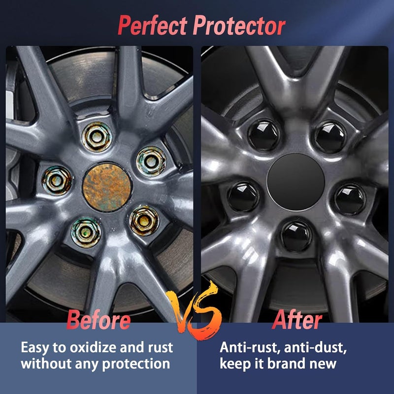 H3JANG Wheel Center Caps for Tesla Model Y Model 3 19 Inch Model S 20 Inch Wheel Hub Caps Center Cover with 4 Hub Center Cap + 20 Lug Nut Cover + 1 Pack Wrench No Logo (Matte Black) - Image 5